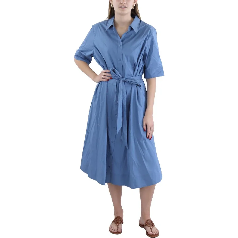 Women's Outerwear Garments Chic Trend Collection Plus Womens Button Up Collar Midi Dress