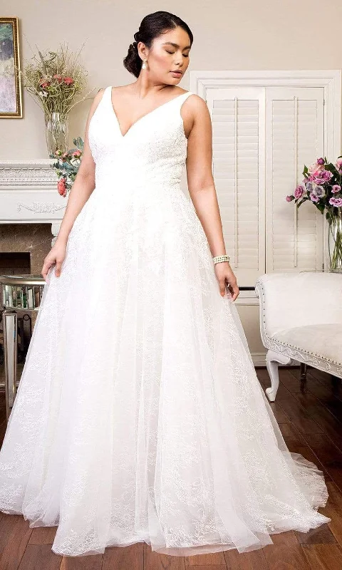 Affordable Fashion Clothing For Women Crazy Price Slashing Elizabeth K - GL1902 Embellished Plunging V Neck A-line Bridal Gown