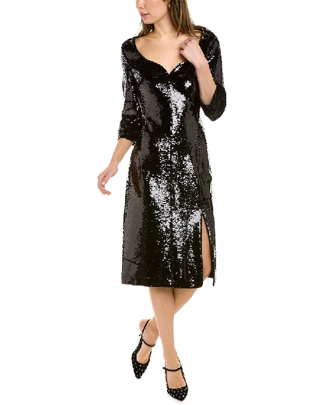 Women's Plus-Size Casual Outfit Daily Essentials Hugo Boss Sequin Midi Dress