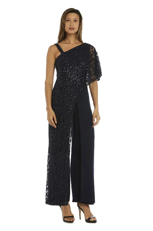 Women's Weekend Outfit Chic Styles R&M Richards 3556P Asymmetric Formal Jumpsuit Sale