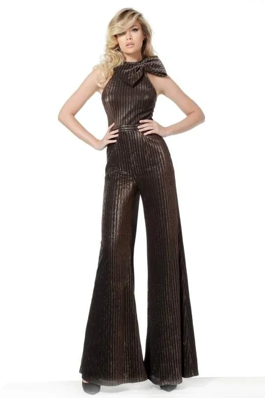 Women's Comfy Loungewear Outfit Chic Outfits Jovani 2689 Halter Flared Formal Jumpsuit