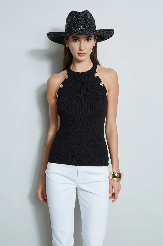 Casual Chic Clothing For Women Fashion-Forward Halter Button Rib Tank