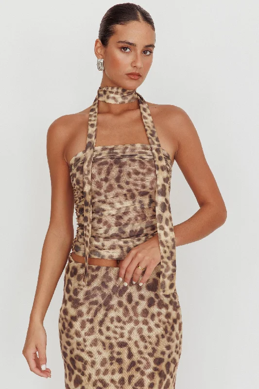 Modern Women's Apparel Seasonal Clearance Meet Up Strapless Top Leopard