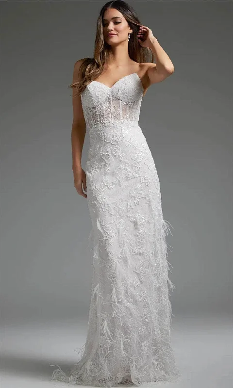 Women's Casual Clothing For Lounging Flash Sale, Don'T Miss Jovani JB40590 - Feathered Lace Bridal Gown