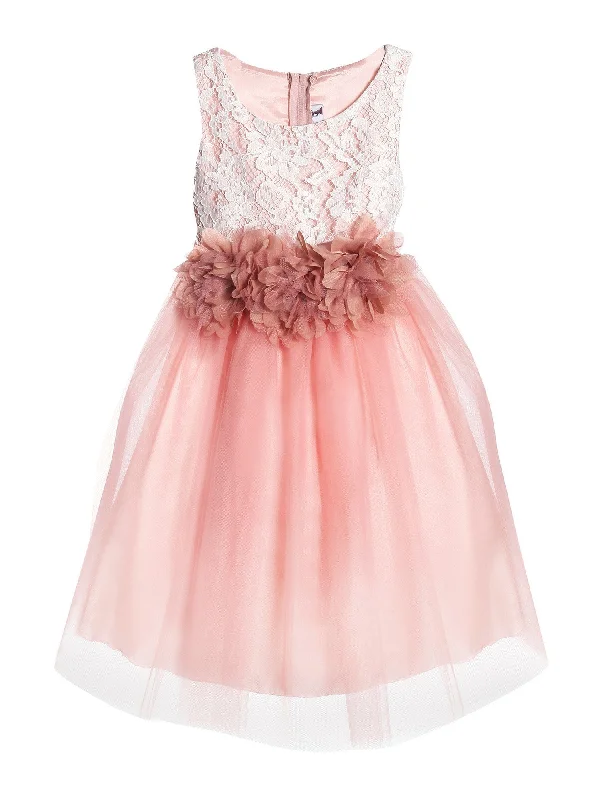 Women's Vintage-Inspired Clothing Limited Styles Little Girls Dusty Rose Floral Lace Tulle Flower Girl Dress 2-6