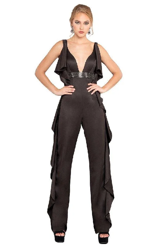 Women's Holiday Clothing Lightweight Fabric Rachel Allan Formal Sleeveless Jumpsuit 8308