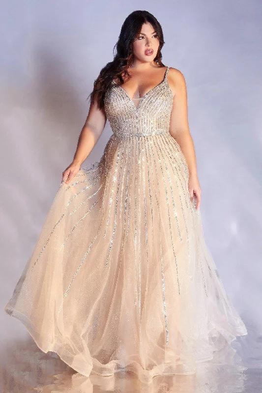 Women's Holiday Clothing Hot Picks Cinderella Divine CD940C Long Plus Size A-Line Prom Dress