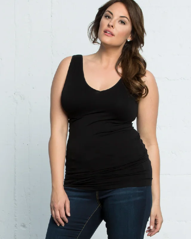 Women's Trendy Apparel Vintage Look Plus Size V-Neck Tank by Skinnytees