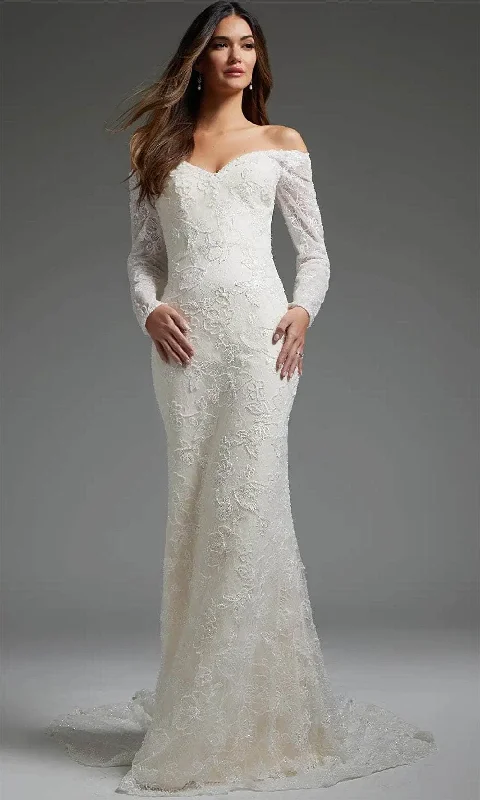 Women's Tops And Clothing Crazy Discounts, Hurry Up Jovani JB40591 - Long Sleeve Lace Bridal Gown