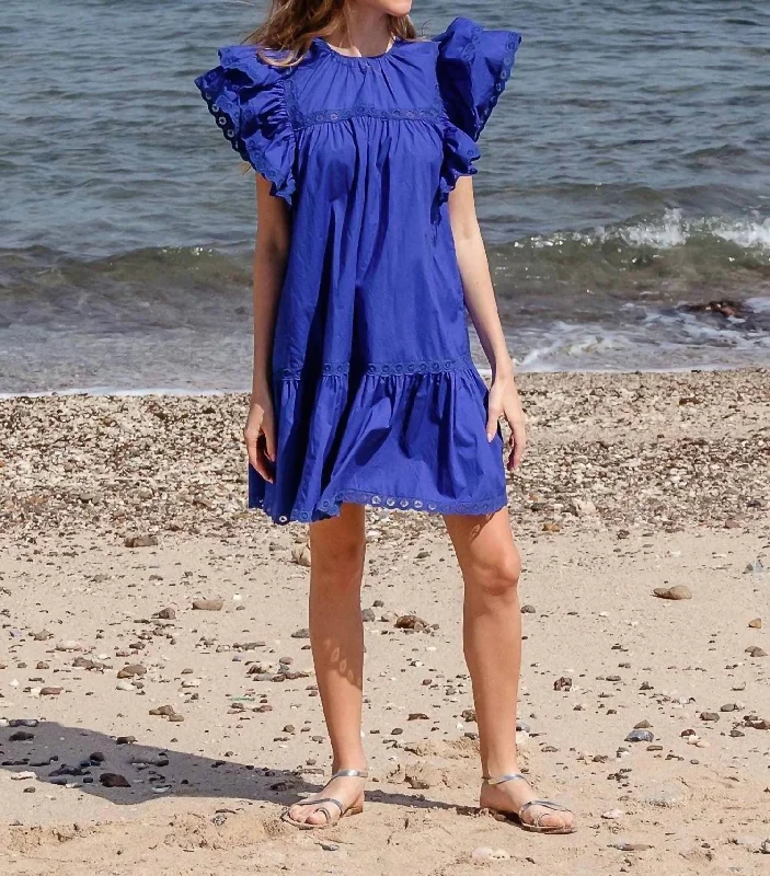 Women's Stylish Casual Garments Huge Price Cut Calming Down Mini Dress In Cobalt Blue