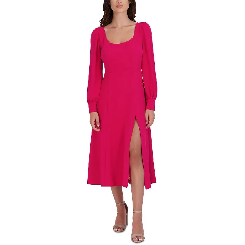 Women's Stylish Vacation Attire Break Fashion Norms Womens Smocked Long Sleeves Midi Dress