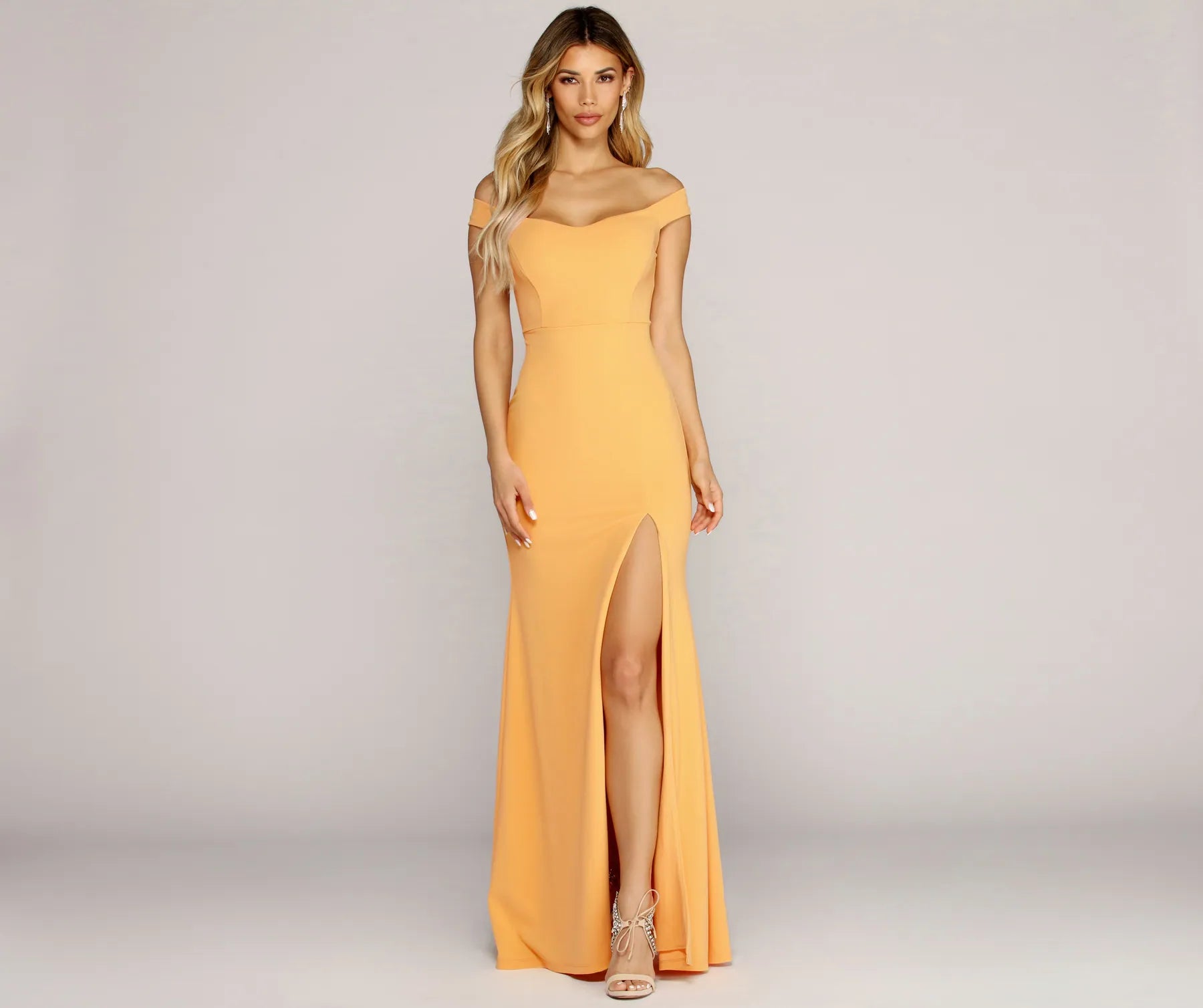 Women's Clothing And Garments Sets Odd Size Clearance Sale Flora Crepe Slit Gown