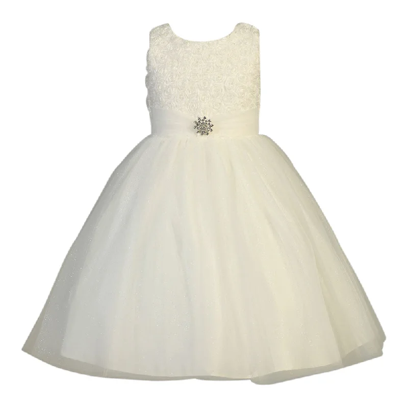 Women's Outerwear Attire Timeless Elegant Little Girls Ivory Organza Floral Pearl Tulle Flower Girl Dress 2T-6