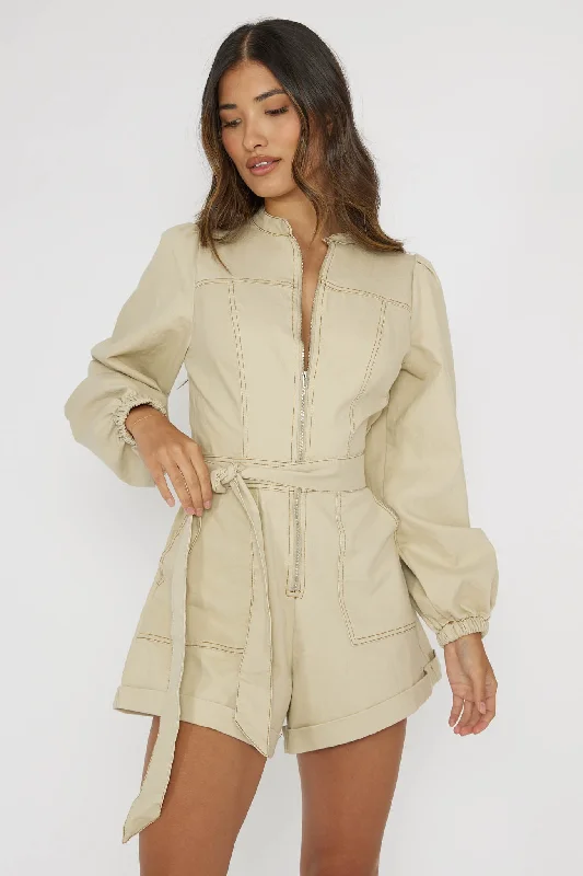 Women's Timeless Attire Massive Selection Sale Real World Zip Front Romper Butter