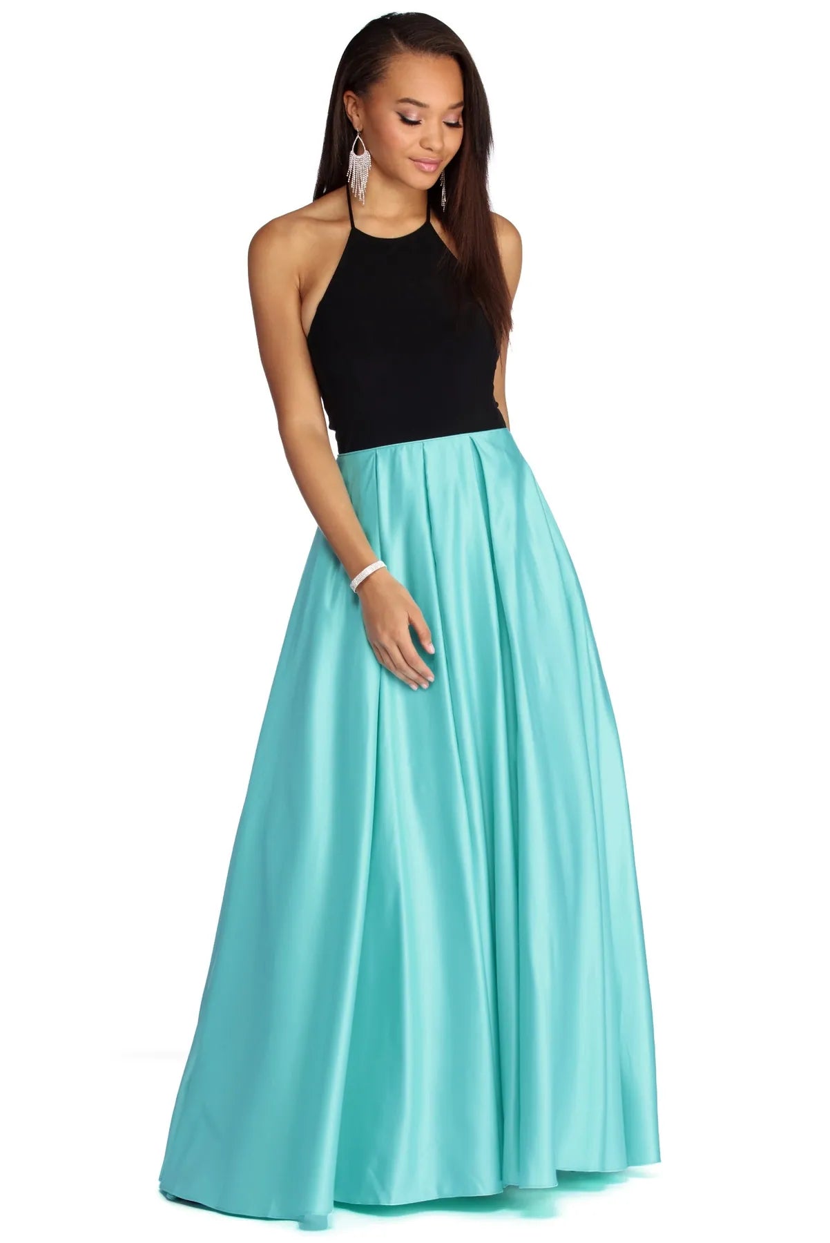 Women's Activewear Attire Best Sellers Caitlyn Formal Halter Ball Gown