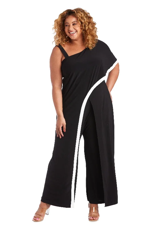 Women's Evening Outfit Special Offer R&M Richards 7438W Plus Size One Shoulder Jumpsuit Sale