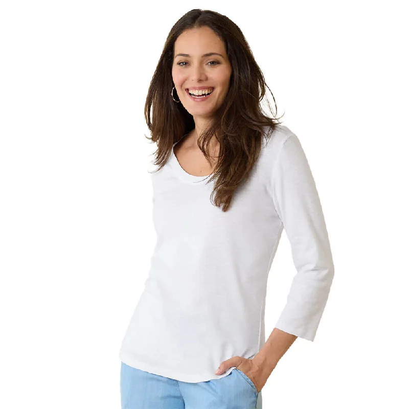 Women's Elegant Apparel Buy More, Save More Tommy Bahama Women's Ashby Isles Rib 3/4 Sleeve Scoop T-Shirt - White*