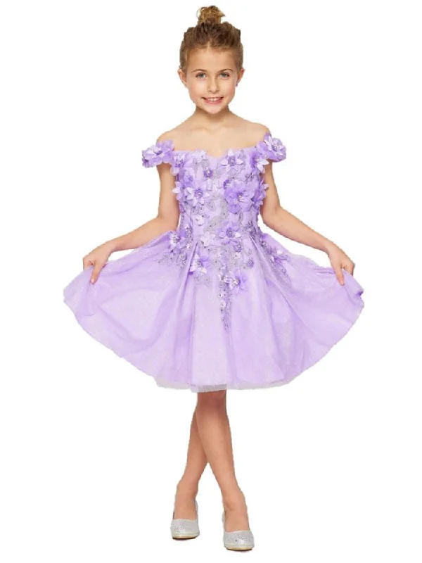 Women's Plus-Size Clothes Signature Style Essentials Bliss Big Girls Lilac 3D Floral Applique Junior Bridesmaid Dress 8-16