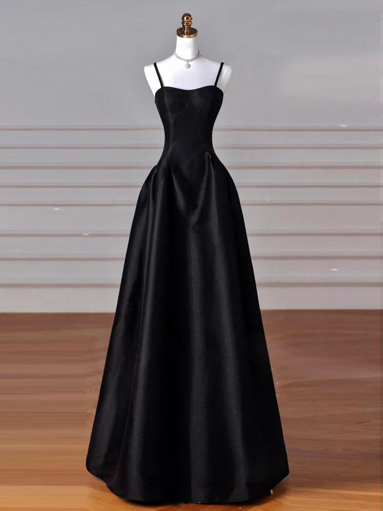 Women's Activewear Apparel Trendy And Individual Women's Fashion Amzcw A-Line Sweetheart Neck Satin Black Long Prom Dress Black Long Evening Dress prom dresses shops ﻿