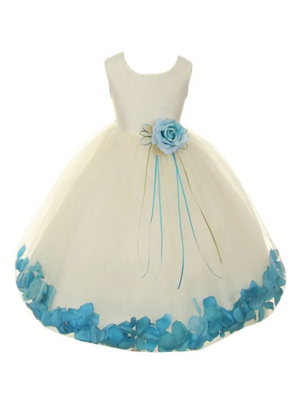 Stylish And Comfortable Clothing For Women Seasonal Sale Girls Ivory Without Sash Satin Floral Petal Flower Girl Dress 2T-14