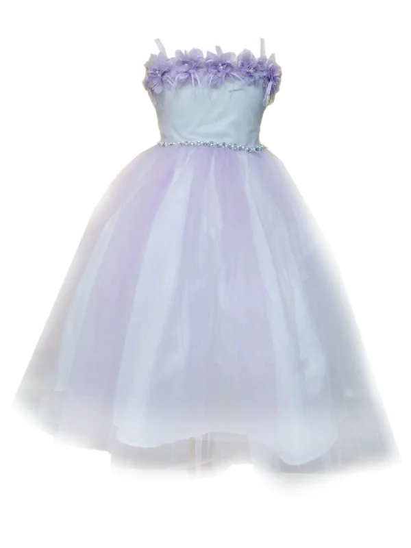 Women's Resort Attire Romantic Flair Little Girls Lilac Floral Off Shoulder Tulle Flower Girl Dress 2-6