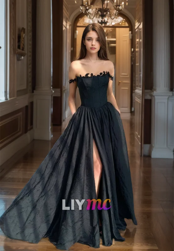 Women's Charming Outfit For Events Flash Sale, Don'T Miss Off-Shoulder Sleeveless Pleated A-Line Prom Dress