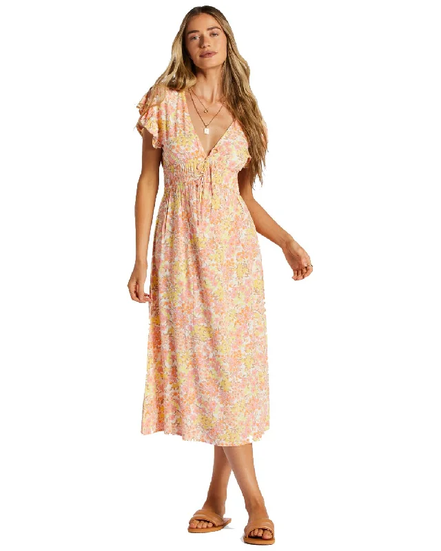 Women's Classic Attire Unleash Your Trendy Side Billabong Picnic Date Midi Dress