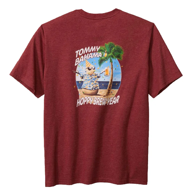 Women's Clothes For Outdoor Events Day-To-Night Styles Tommy Bahama Hoppy Brew Year T-Shirt - Ruby Wine Heather