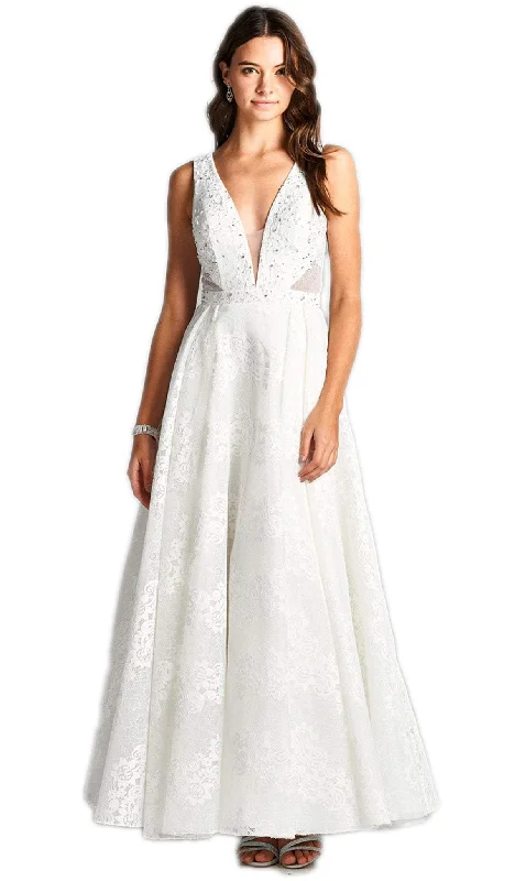 Women's Elegant Apparel Everyday Wear Trevi Collection - Floral Lace Applique Wedding Dress