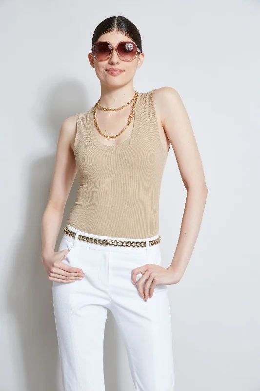 Women's Clothing For Outdoor Events Fashion Deal Rib Knit Scoop Tank Top