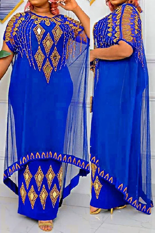 Women's Transitional Garments Low Price Special Tribal Pattern Rhinestone African Maxi Dress