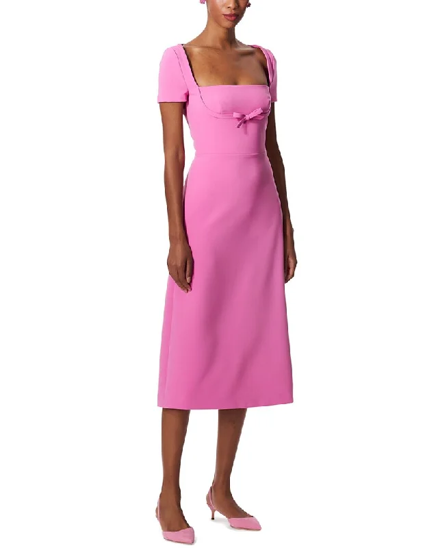 Women's Comfortable Garments Runway Inspired Wear Carolina Herrera Square Neck Midi Dress