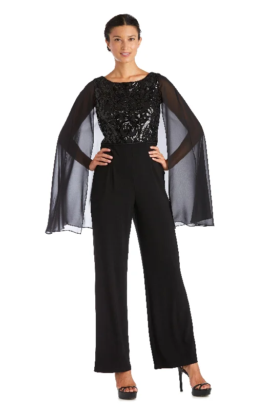 Women's Elegant Evening Outfit Limited-Time Offer R&M Richards 7539 Capelet Jumpsuit Sale