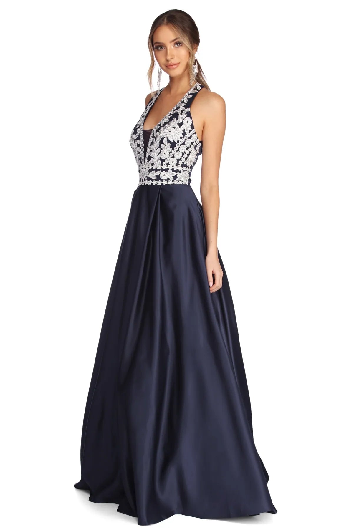 Women's Travel Outfit Set Exclusive Discounts Maddie Formal Embellished Halter Ball Gown