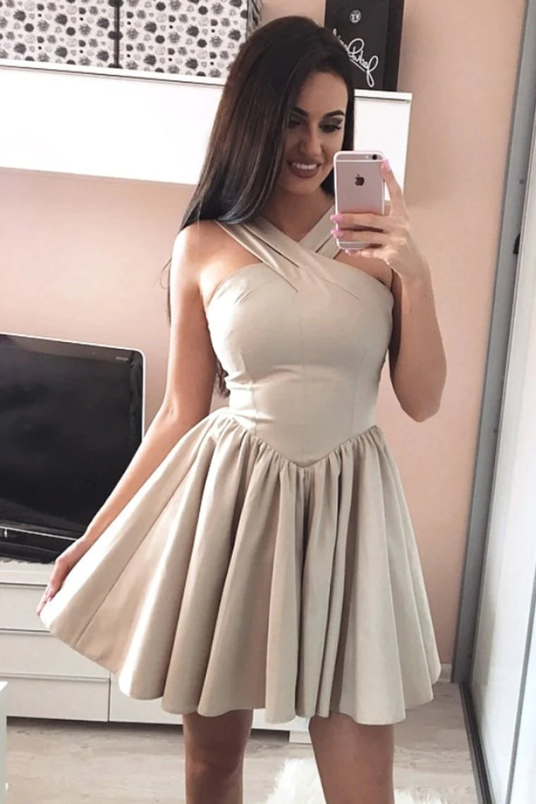 Formal Attire For Women Modern Romance New Arrival Cocktail Dresses V Neck Stretch Satin A Line Short/Mini