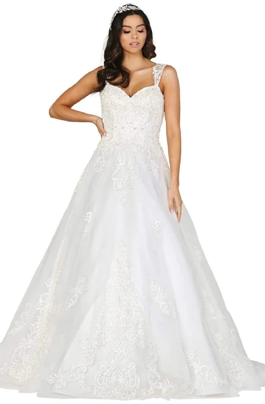 Women's Everyday Attire Quality Wear Dancing Queen - 117 Embroidered Sweetheart A-Line Wedding Dress