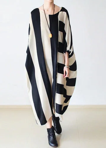 Women's Wardrobe Apparel Chic Trends For The Fashion Savvy 2024 autumn trend stripe baggy dresses silk plus size caftans oversized cotton gown