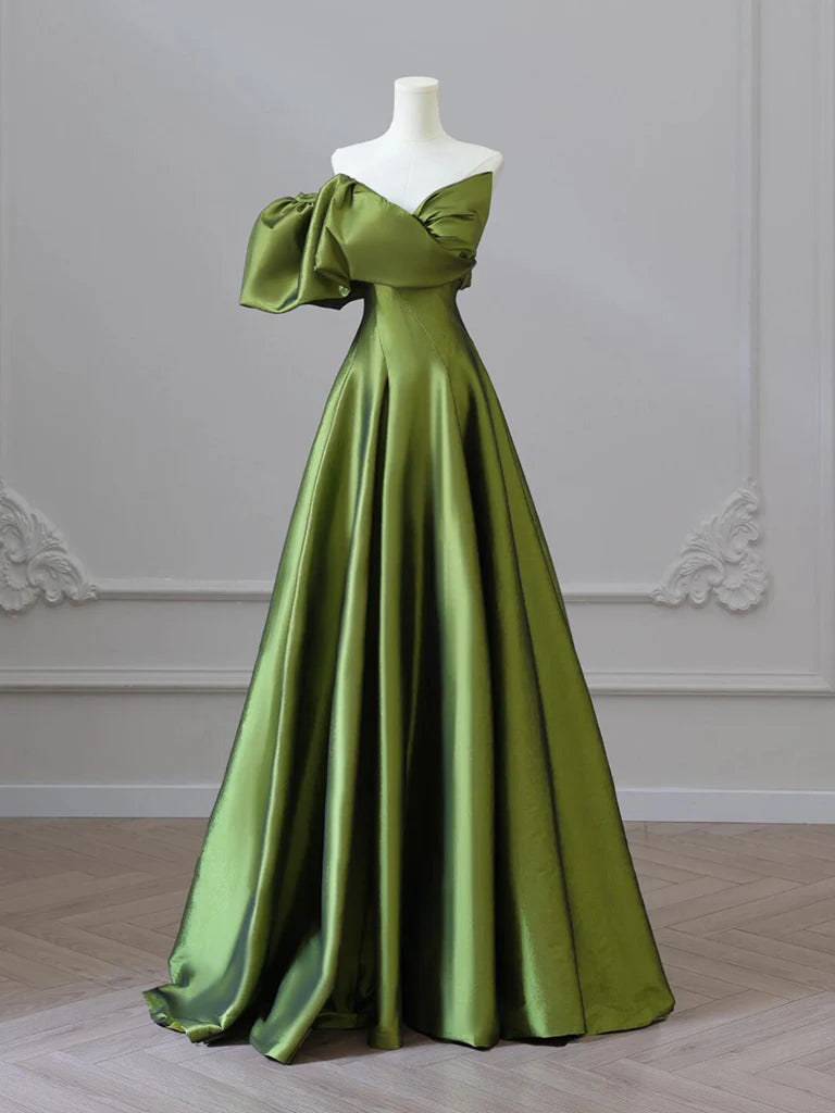 Women's Trendy Clothes Your Timeless Wardrobe Awaits Amzcw A-Line V Neck Satin Green Long Prom Dress Green Long Formal Dress prom dress in store