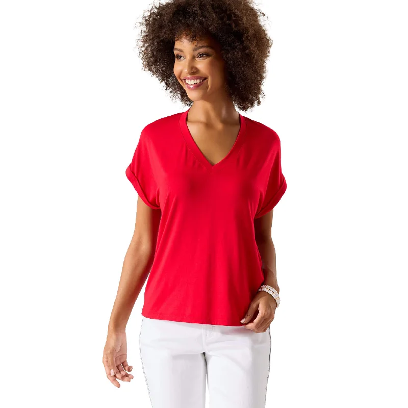 Modern Women's Apparel Flash Deals Tommy Bahama Women's Kauai Jersey V-Neck T-Shirt - Tango Red