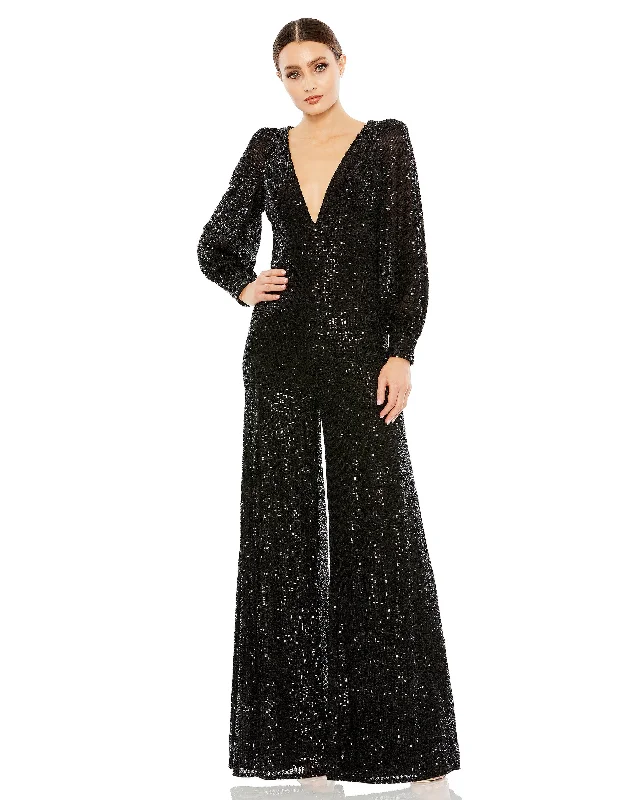 Timeless Women's Outfit Latest Trends Mac Duggal 42028 Long Sleeve Formal Jumpsuit