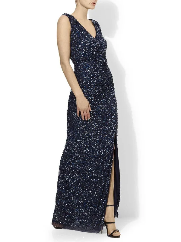 Women's Layered Outfit Seize Bargains Layla Navy Hand Beaded Gown