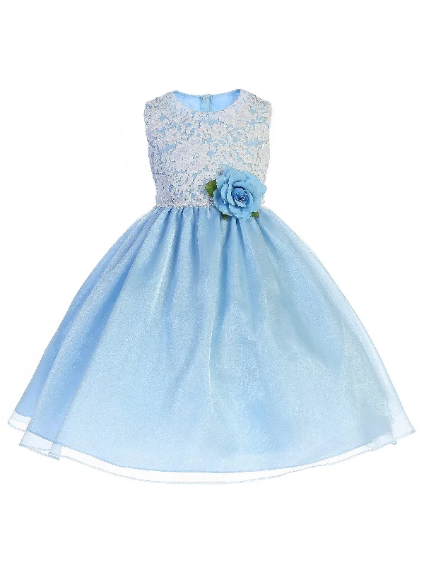 Women's Outerwear Clothing Versatile Wardrobe Essentials Little Girls Blue Floral Lace Easter Flower Girl Dress 2T-6