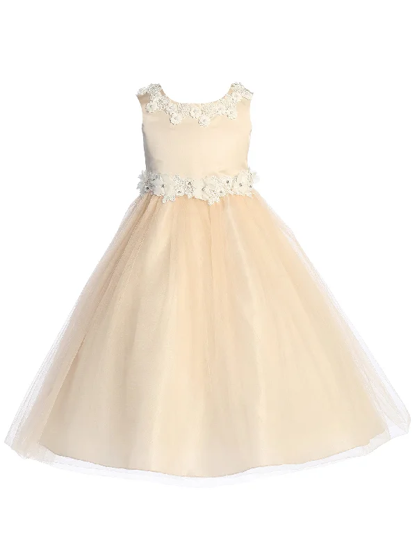 Trendy Athleisure Clothing For Women Clearance Event Little Girls Blush Pearl Floral Applique Princess Ballgown Dress 2-6