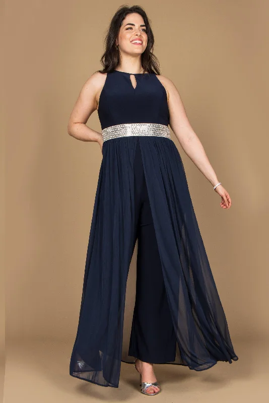 Women's Holiday Outfit Limited Styles R&M Richards 5375P Long Formal Petite Jumpsuit