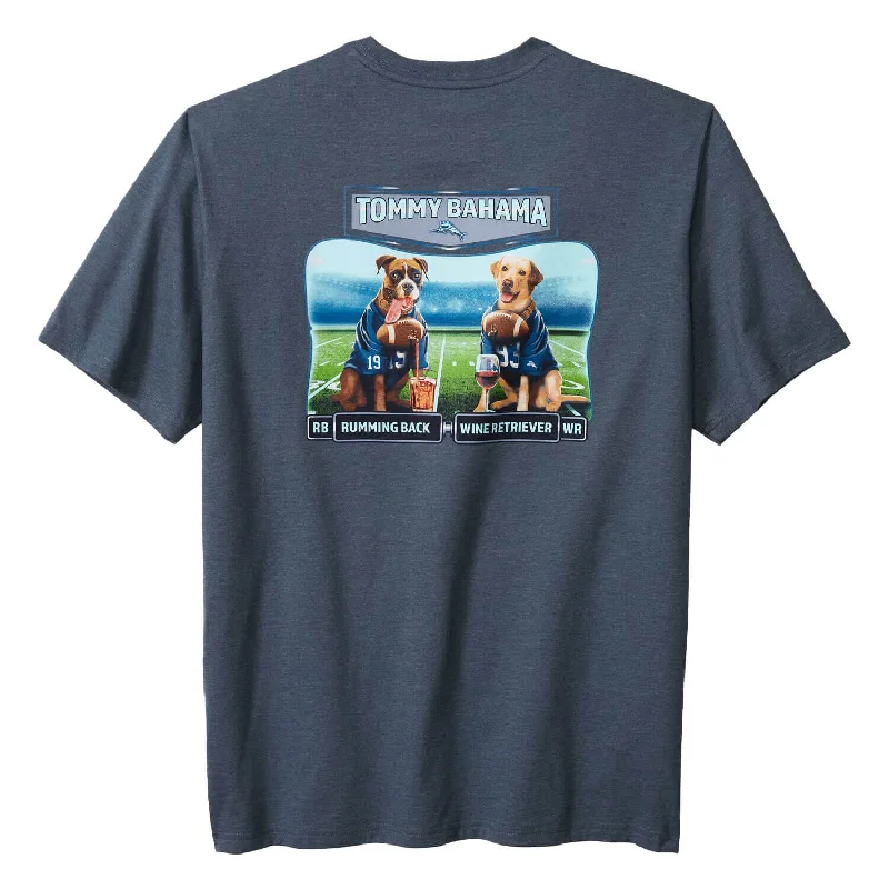 Modern Women's Clothes Elevate Your Wardrobe Tommy Bahama Big & Tall Rumming Back Wine Retriever T-Shirt - Navy Heather