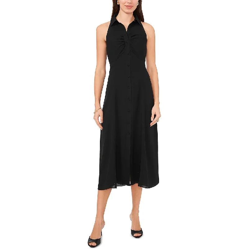 Women's Elegant Garments Fashion Forward, Function First Womens Tea Length Button-Down Midi Dress