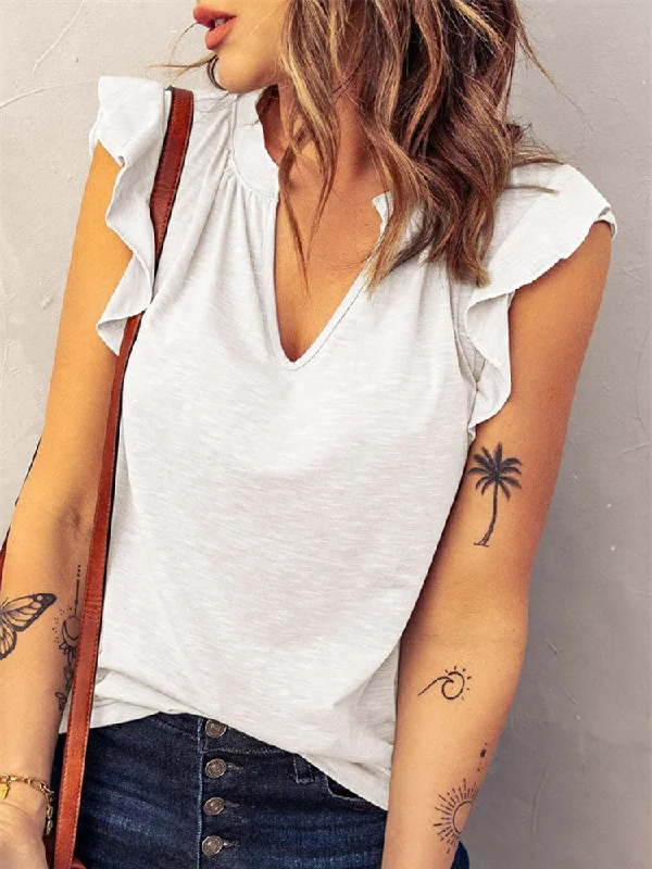 Women's Chic Outerwear Garments Elegant Clothing JuliaFashion - 2024 Women Solid Color T Shirt Street Casual Loose Cotton Tank Top