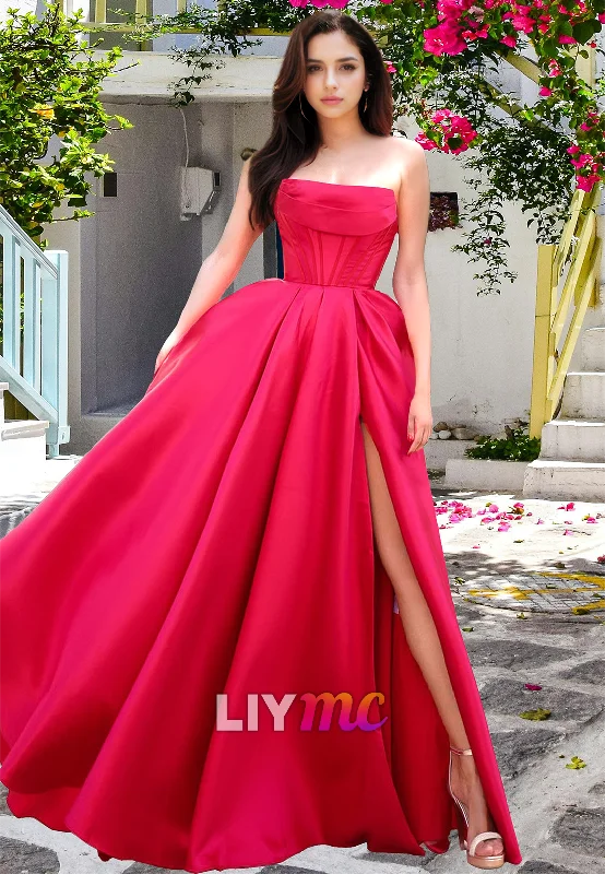 Women's Activewear Garments Trendy Threads Straight Across Sleeveless Pleated A-Line Prom Dress