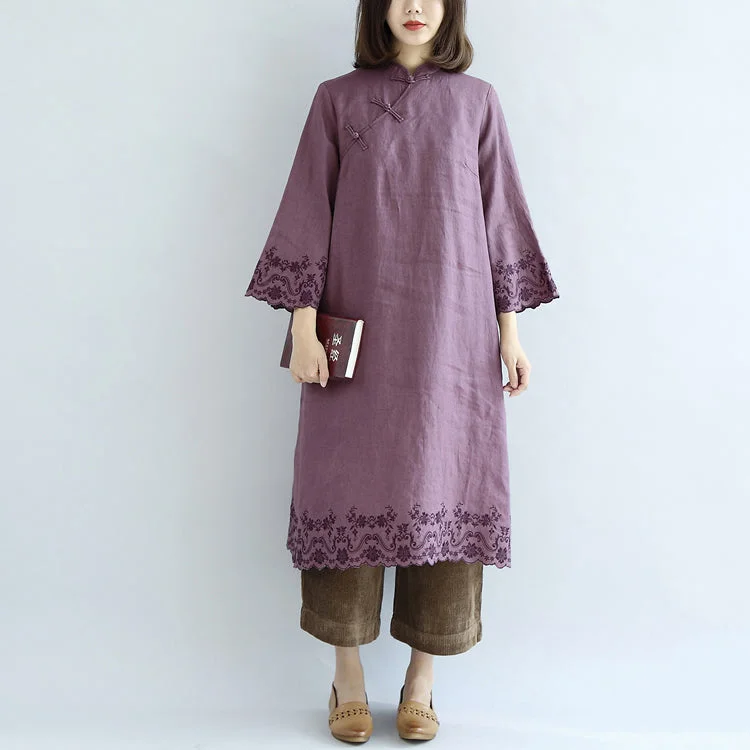 Women's Loungewear Clothes Mega Sale Vintage purple spring dresses long linen dress plus size linen caftans gown