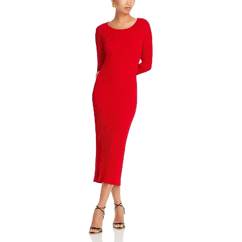 Stylish Women's Garments Style Breakthroughs Womens Pleated Knitted Midi Dress